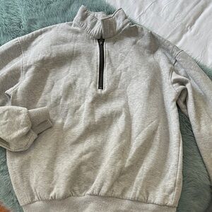 Unisex Gray Half-Zip Sweater